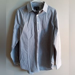 EXPRESS Slim 1MX Stretch Cotton Button Down Dress Shirt Medium Blue/White